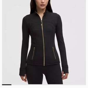 lululemon athletica Black Bomber Jacket with Gold Accents
